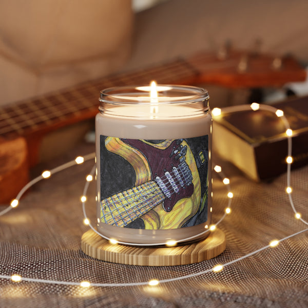 Scented Soy Candle, 9oz - Guitar Portrait - Clean Cotton scent