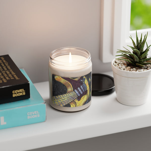Scented Soy Candle, 9oz - Guitar Portrait - Clean Cotton scent