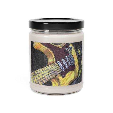 Scented Soy Candle, 9oz - Guitar Portrait - Clean Cotton scent